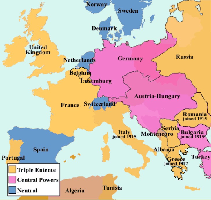A map of Europe in 1914