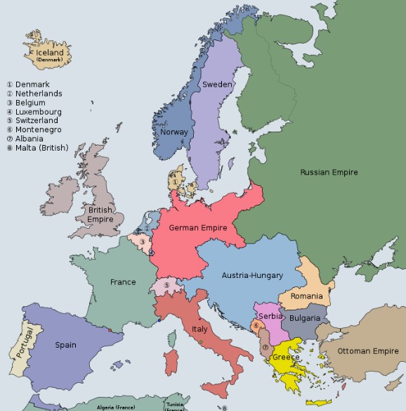 Map of Europe in 1914
