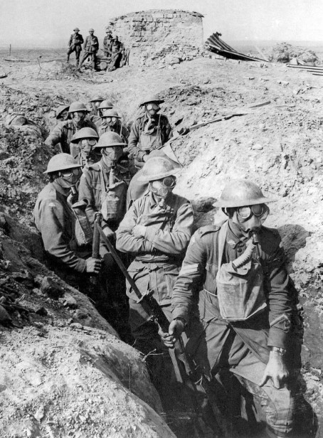 British troops with gas masks in second battle of ypres